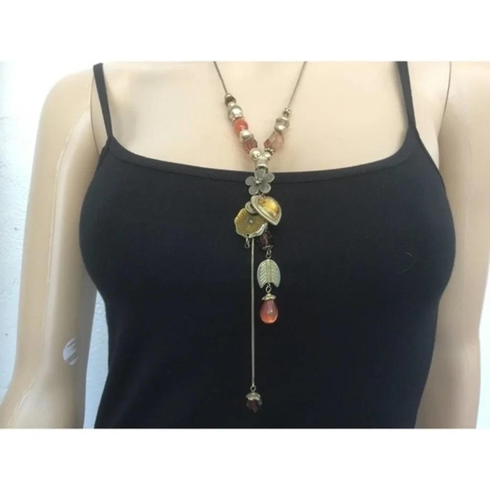 Gold Necklace with  Charms Pendants Yellow Heart
